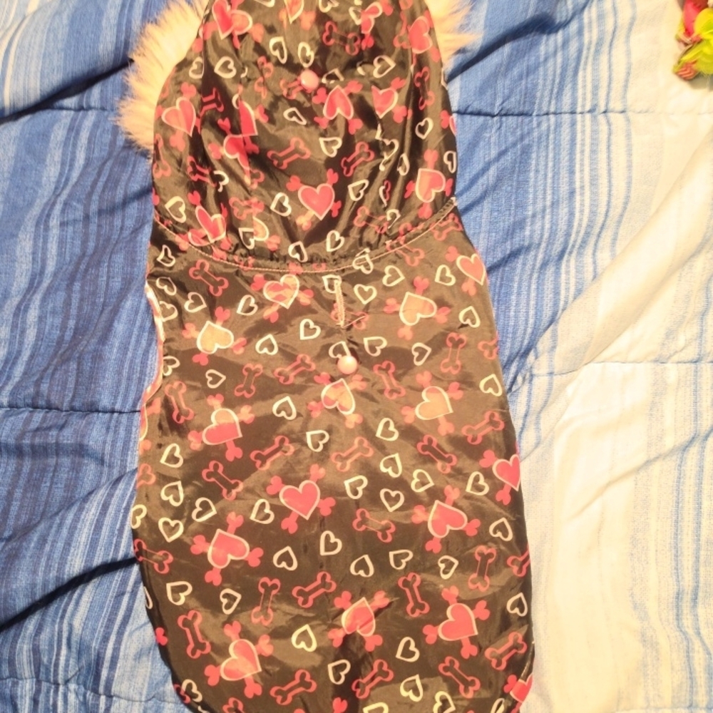 Winter Puffy Jacket For Small Dogs Black And Pink Pre Owned